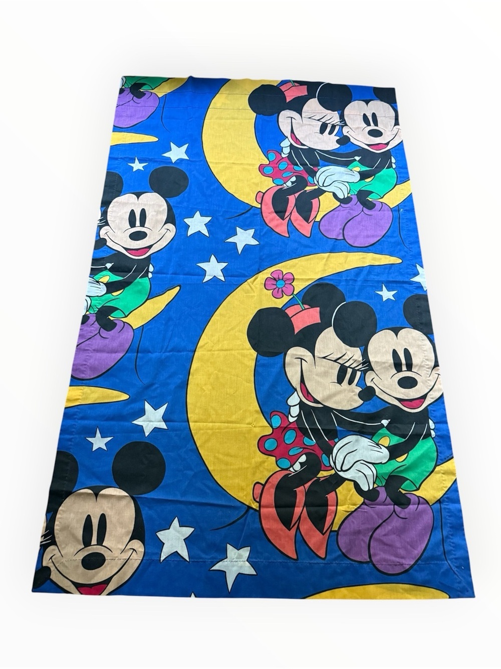 Vintage 90s two or four curtain panel Mickey & Minnie Mouse on crecent moon